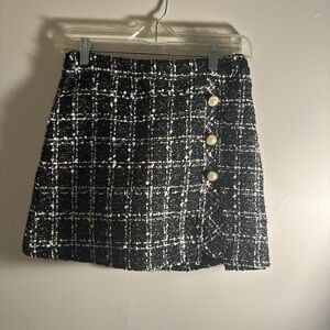Chic Black and White Skirt with Pearl Buttons